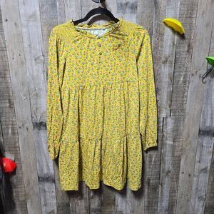 Mini Boden Yellow Floral Midi Tiered Dress